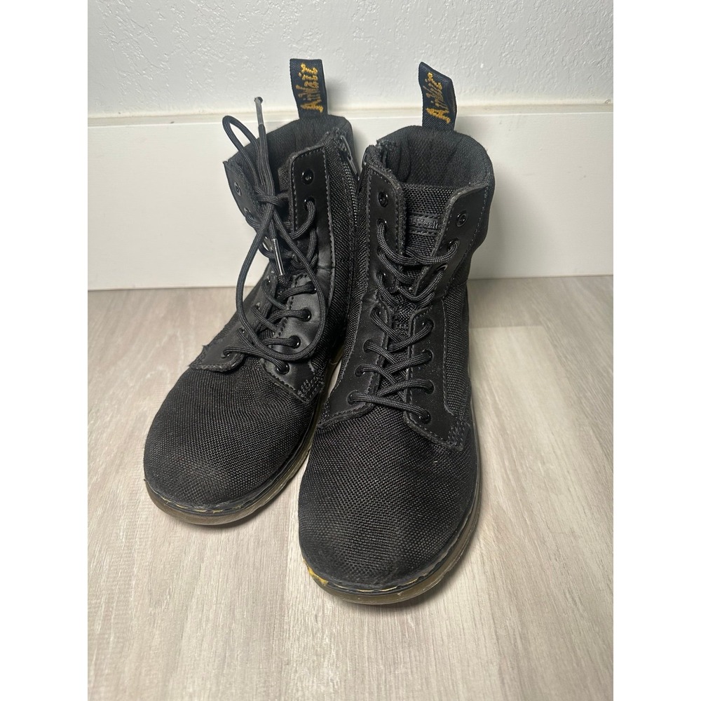 Dr. Martens Combs J Boots Kids 4M 5L Black Good Canvas Side Zip Utility Combat
